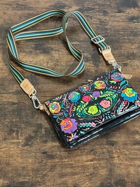 Consuela Floral Black Crossbody Wallet